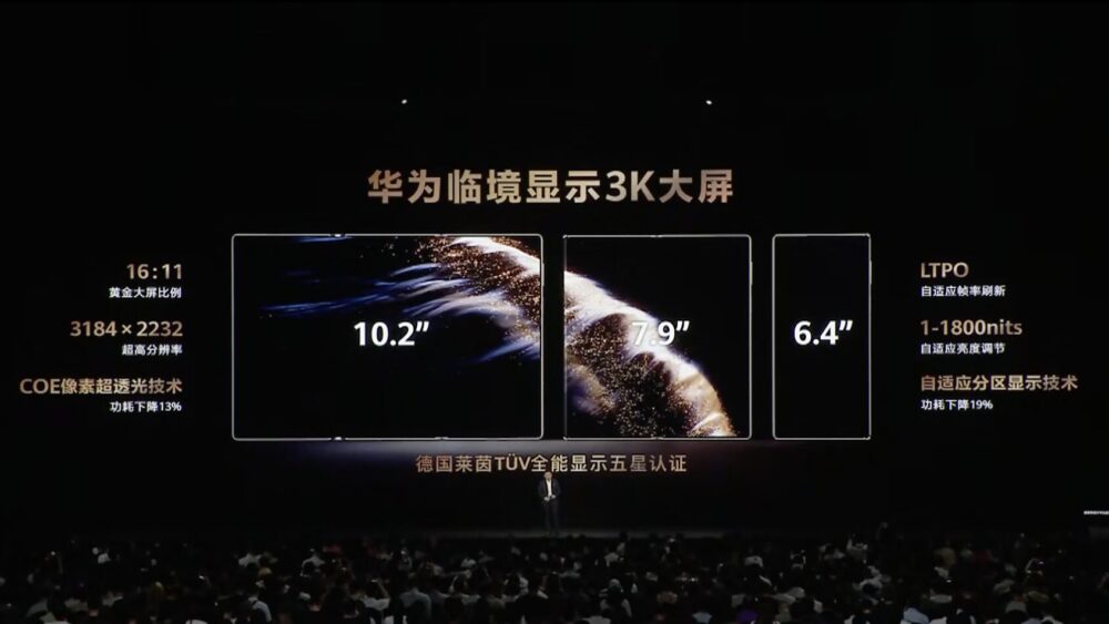 華為、最新SoC「麒麟9020」搭載の三折りスマホ「Mate XTs」発表