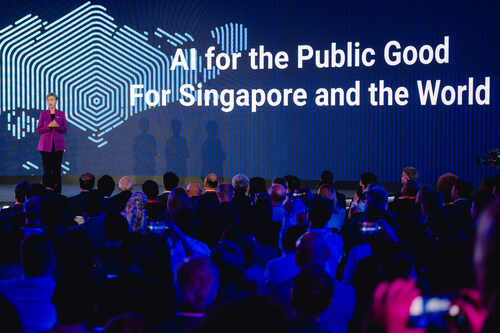 Singapore Minister for Digital Development and Information Mrs Josephine Teo delivering the opening keynote at ATxSummit 2026 (PRNewsfoto/Infocomm Media Development Authority of Singapore)