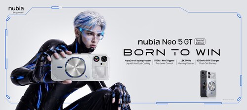 nubia Neo 5 GTスペシャルエディション、同クラス初となる唯一の「液冷・空冷デュアルアクティブ冷却システム」を搭載して登場 (PRNewsfoto/ZTE Corporation)