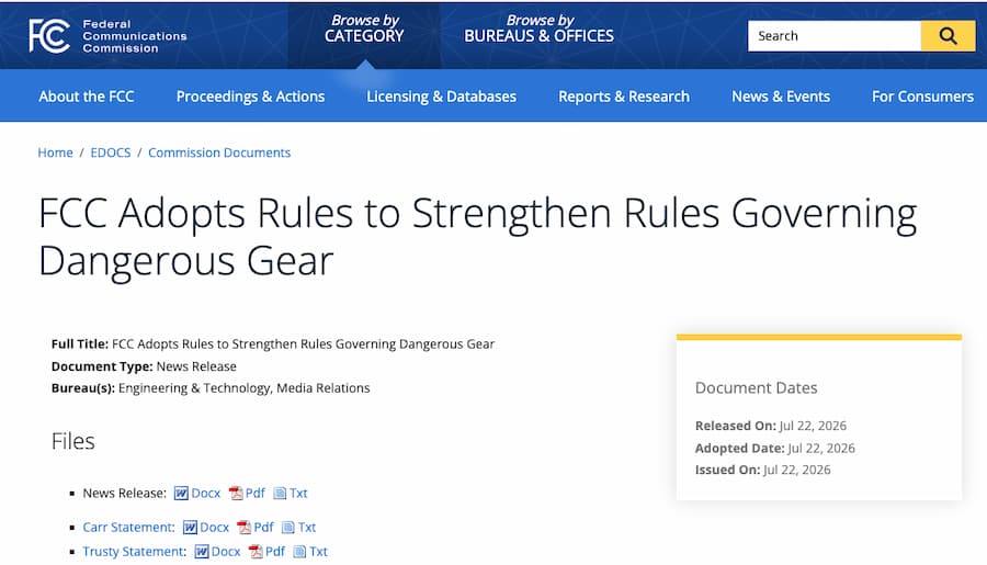 米FCC、新規則を可決し「コンポーネントの抜け穴」を全面封鎖